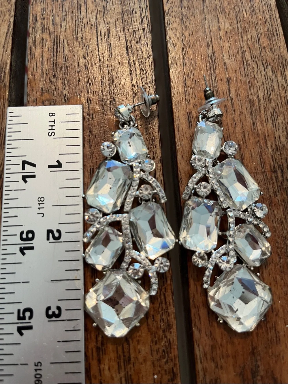 Wedding/Pageant Crystal Drop Statement Earrings - Clear/Silver